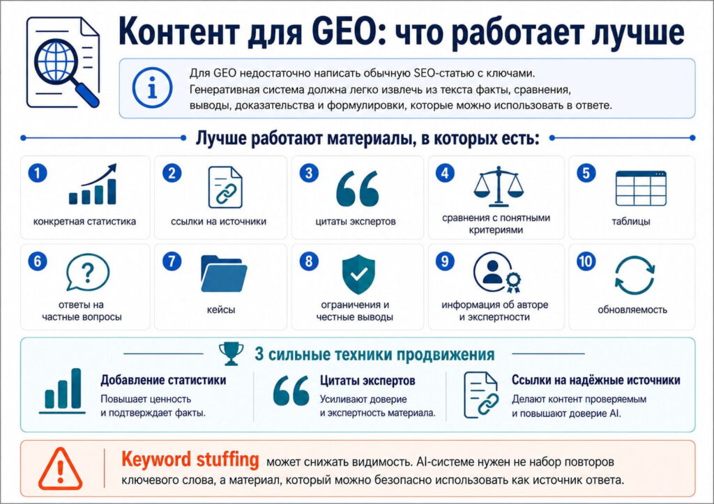 Контент для GEO: что работает лучше
