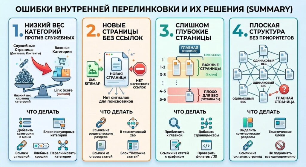 Типовые проблемы, которые видно через Link Score